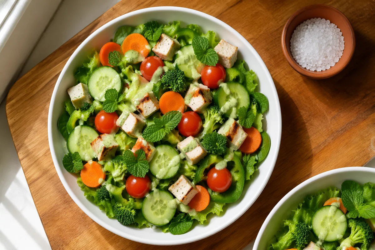 Fresh Healthy Green Salad Overhead
