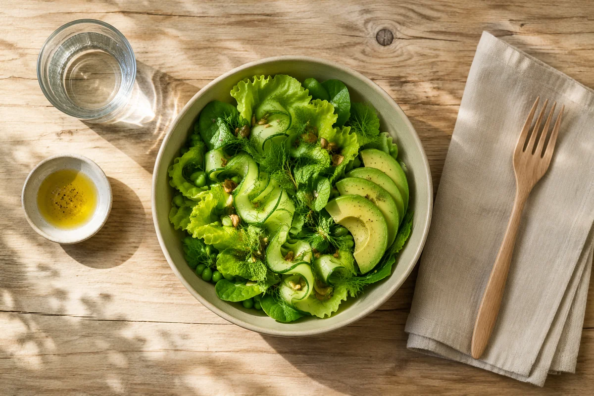 Healthy Green Salad Overhead Flat Lay