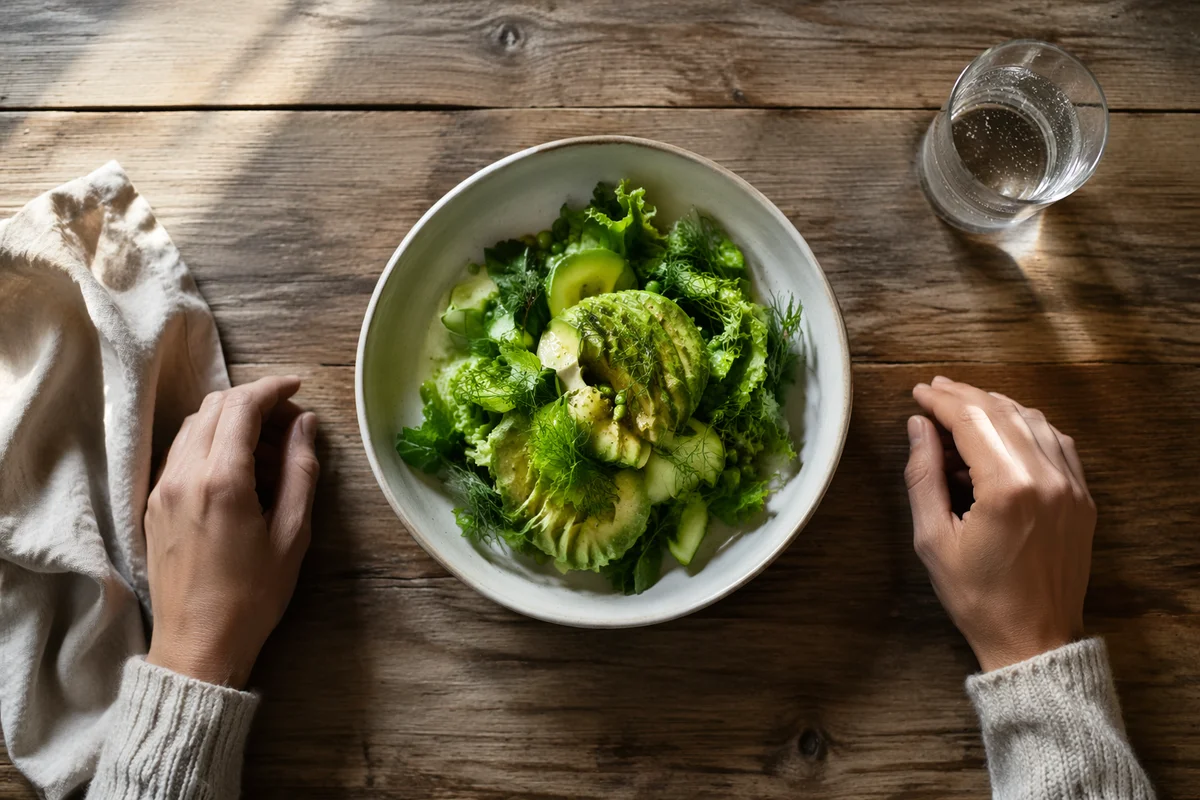 Healthy Green Salad With Quiet Gratitude