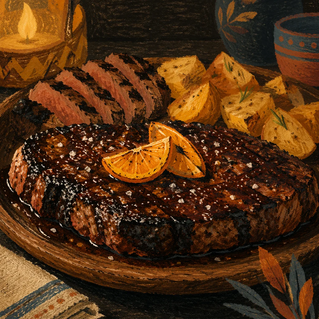 Rustic Grilled Steak Dinner with Citrus