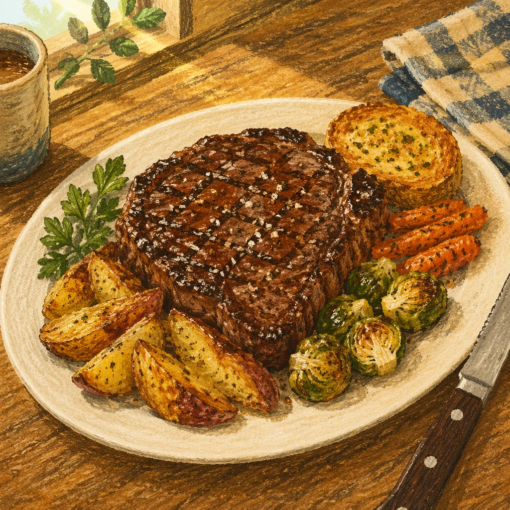 Rustic Grilled Steak Dinner Plate