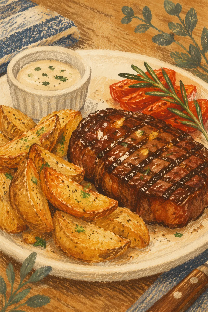 Rustic Grilled Steak Dinner Plate