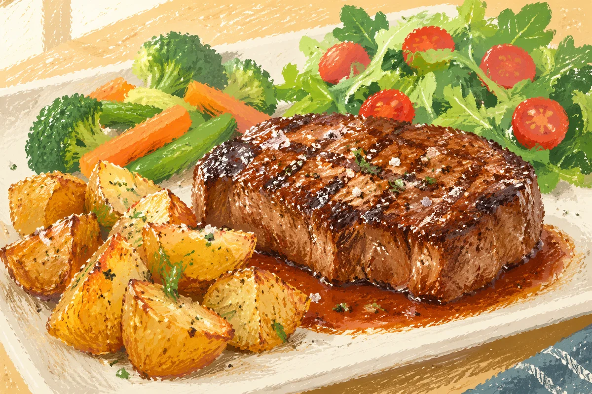 Grilled Steak Dinner with Roasted Potatoes