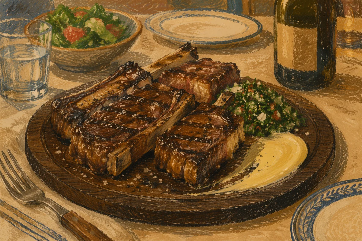 Grilled Steak Dinner on Wooden Board