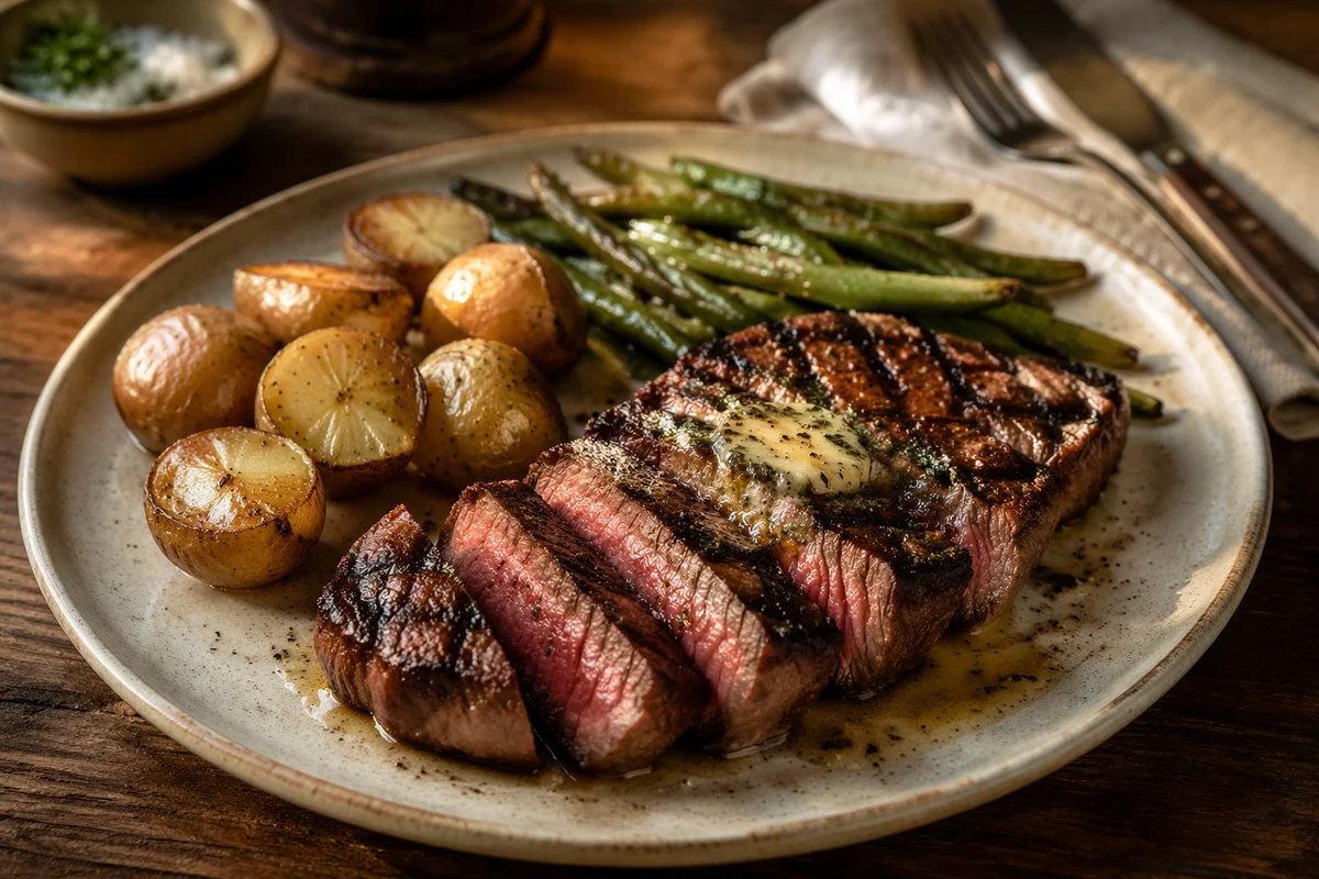 Grilled Steak Dinner with Herb Butter