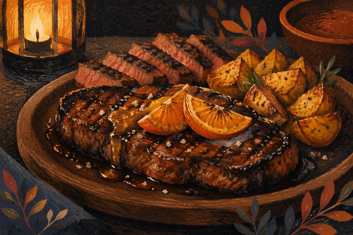 Rustic Grilled Steak Dinner Plate