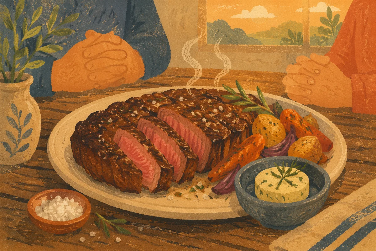 Grilled Steak Dinner with Quiet Gratitude