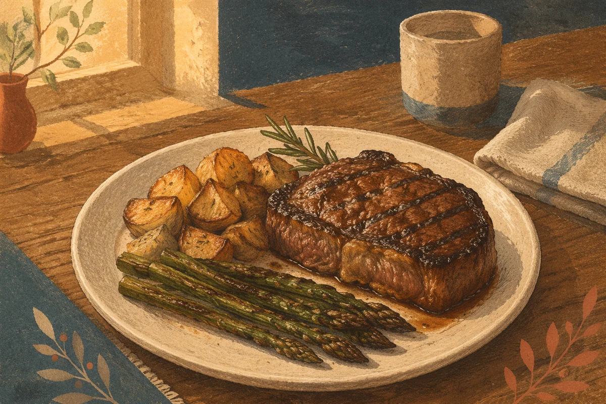 Rustic Grilled Steak Dinner Plate