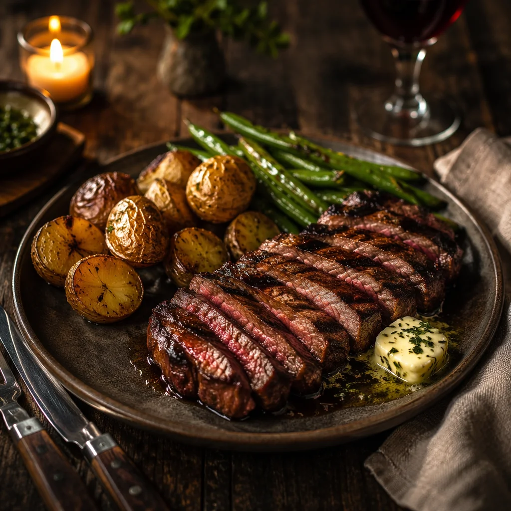 Grilled Steak Dinner with Herb Butter