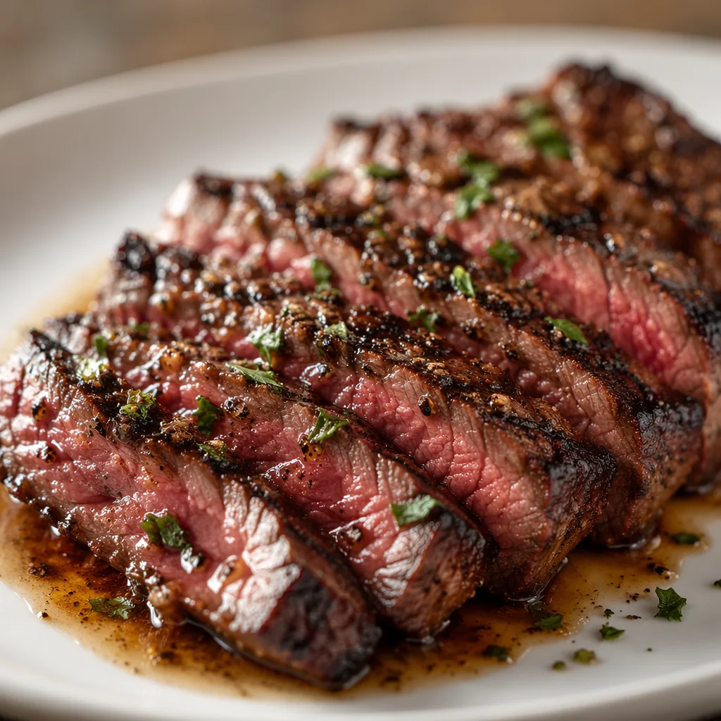 Sliced Grilled Steak on White Dinner Plate