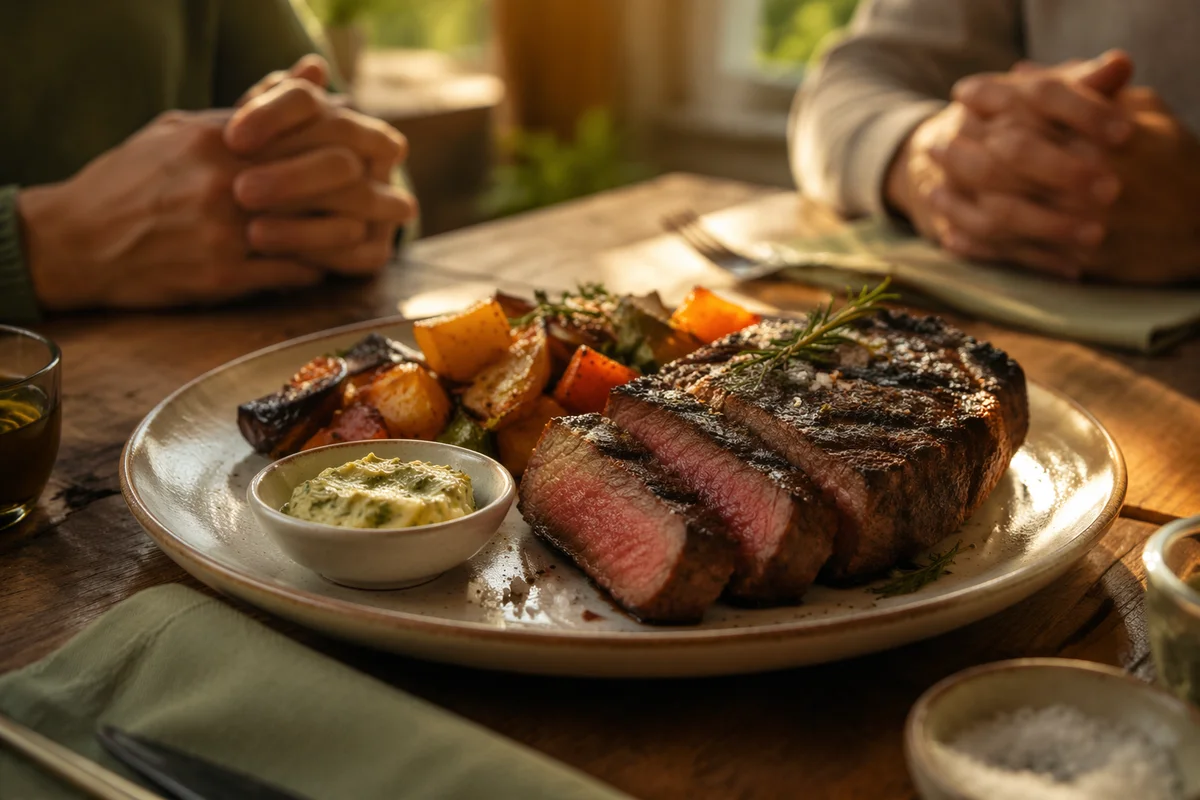 Grilled Steak Dinner with Quiet Gratitude