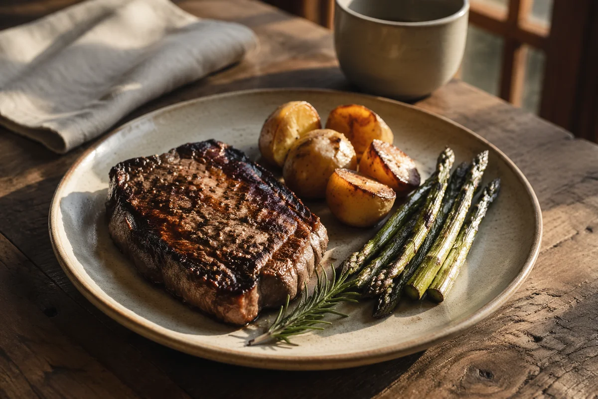 Rustic Grilled Steak Dinner Plate