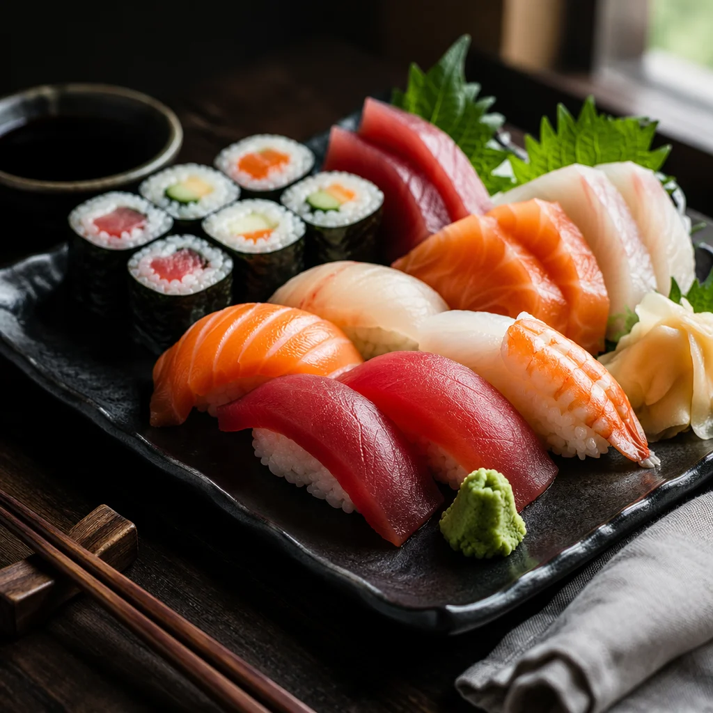 Refined Japanese Sushi Platter Close Up
