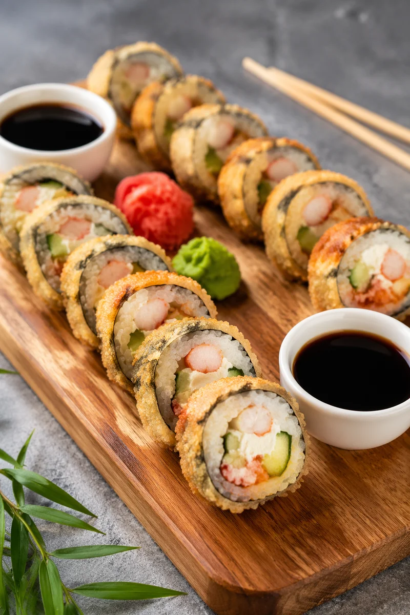 Crispy Tempura Sushi Platter Close Up