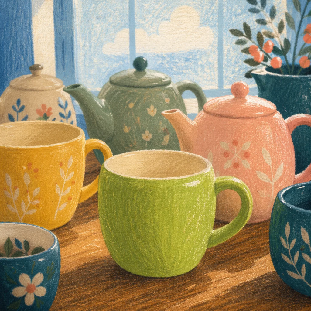 Cozy Ceramic Tea Cups and Teapots