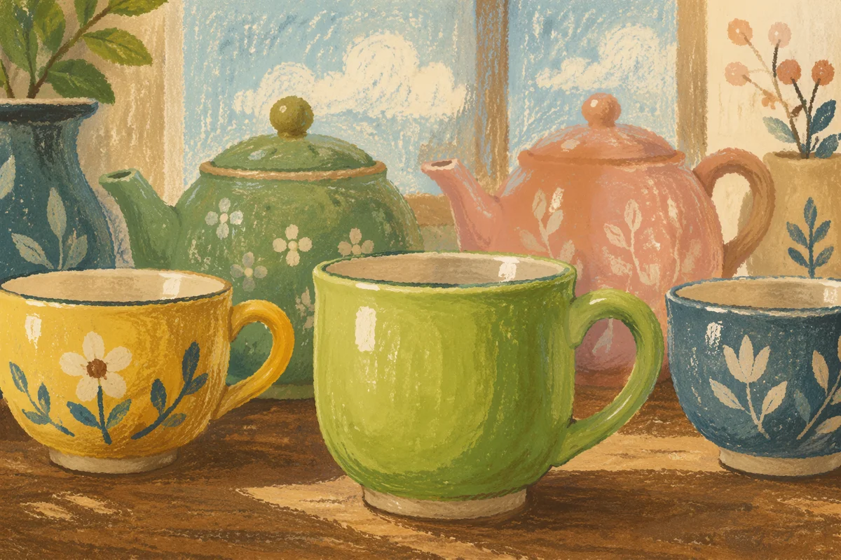 Cozy Ceramic Tea Cups on Rustic Table
