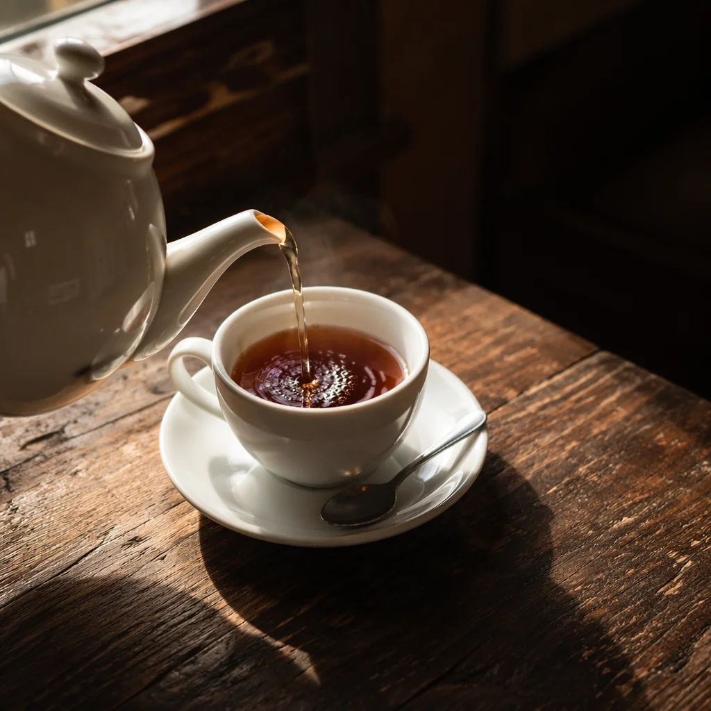 Cozy Ceramic Teapot Pouring Afternoon Tea