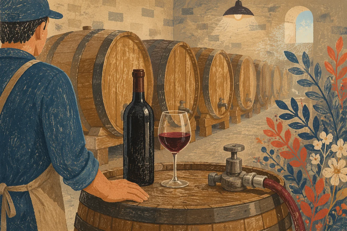 Quiet Winery Cellar with Red Wine