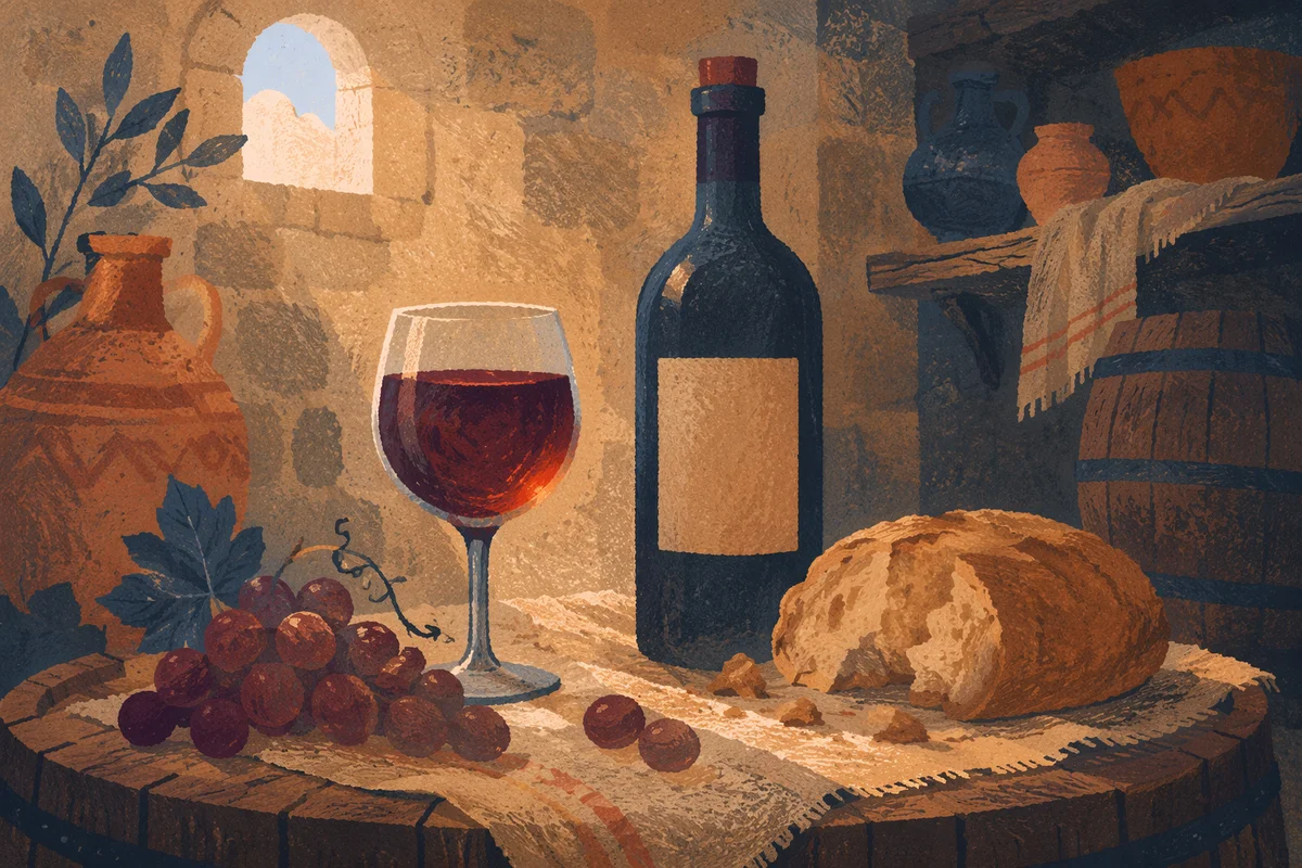 Rustic Wine Cellar Communion Still Life