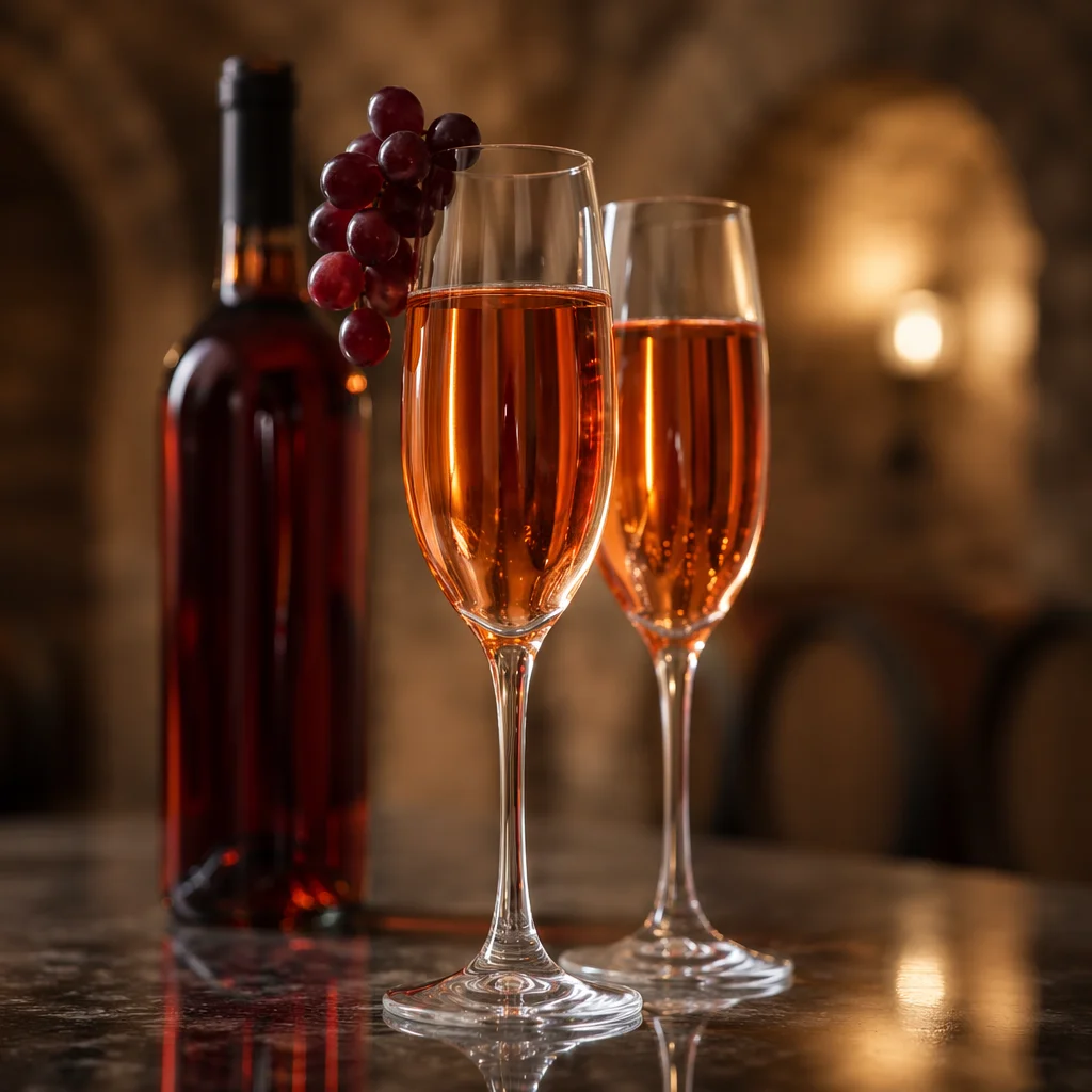Amber Rosé Glasses in Cellar Tasting Room