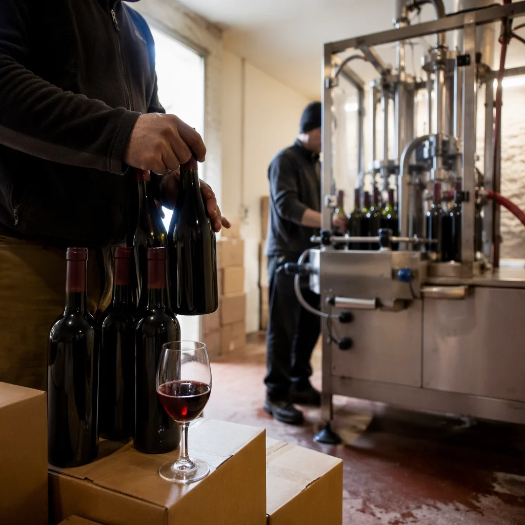Ruby Wine Glass in Winery Cellar