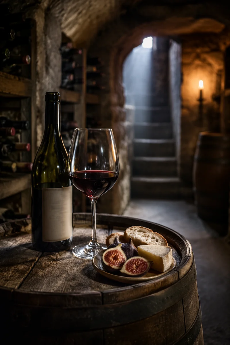 Rustic Red Wine Cellar Still Life