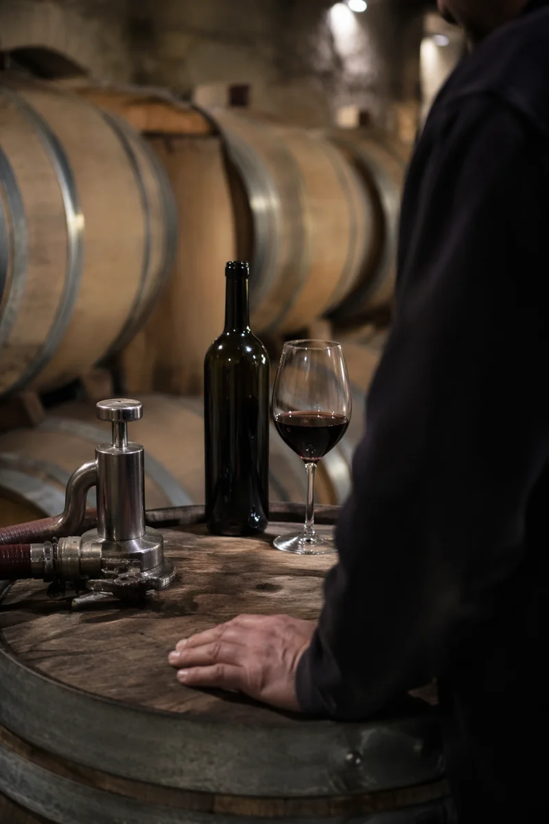 Red Wine Tasting in Quiet Winery Cellar