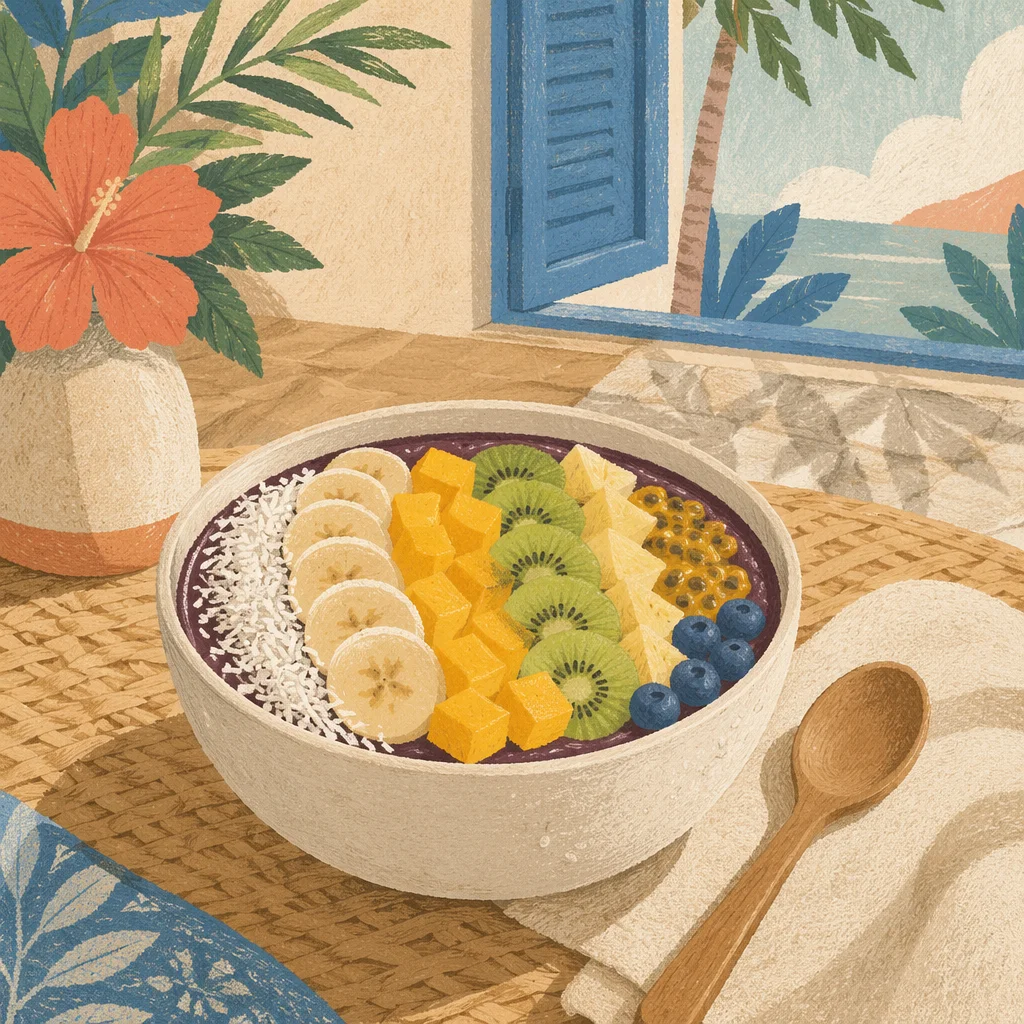 Tropical Acai Bowl with Coconut Toppings