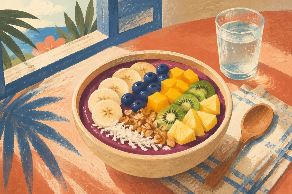 Tropical Acai Bowl with Coconut Toppings