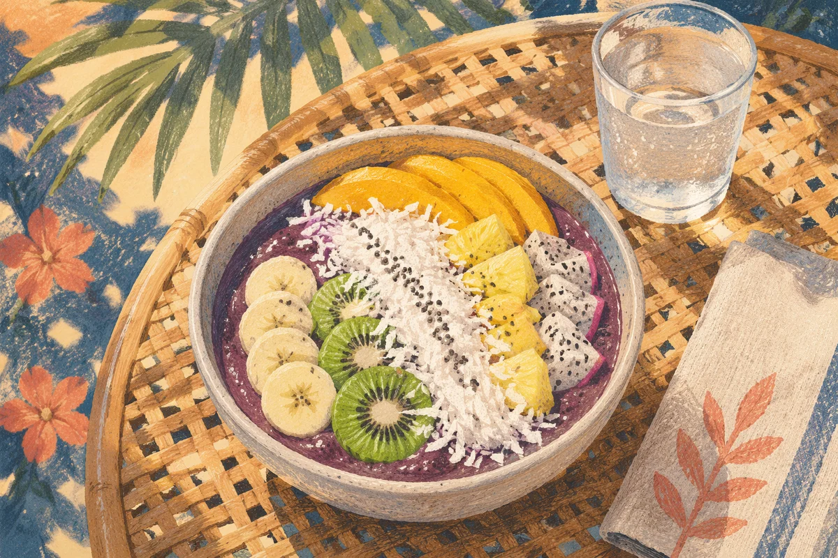 Tropical Acai Bowl with Coconut Toppings