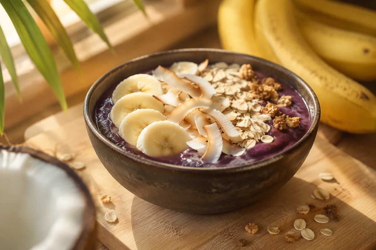 Tropical Acai Bowl with Coconut Topping