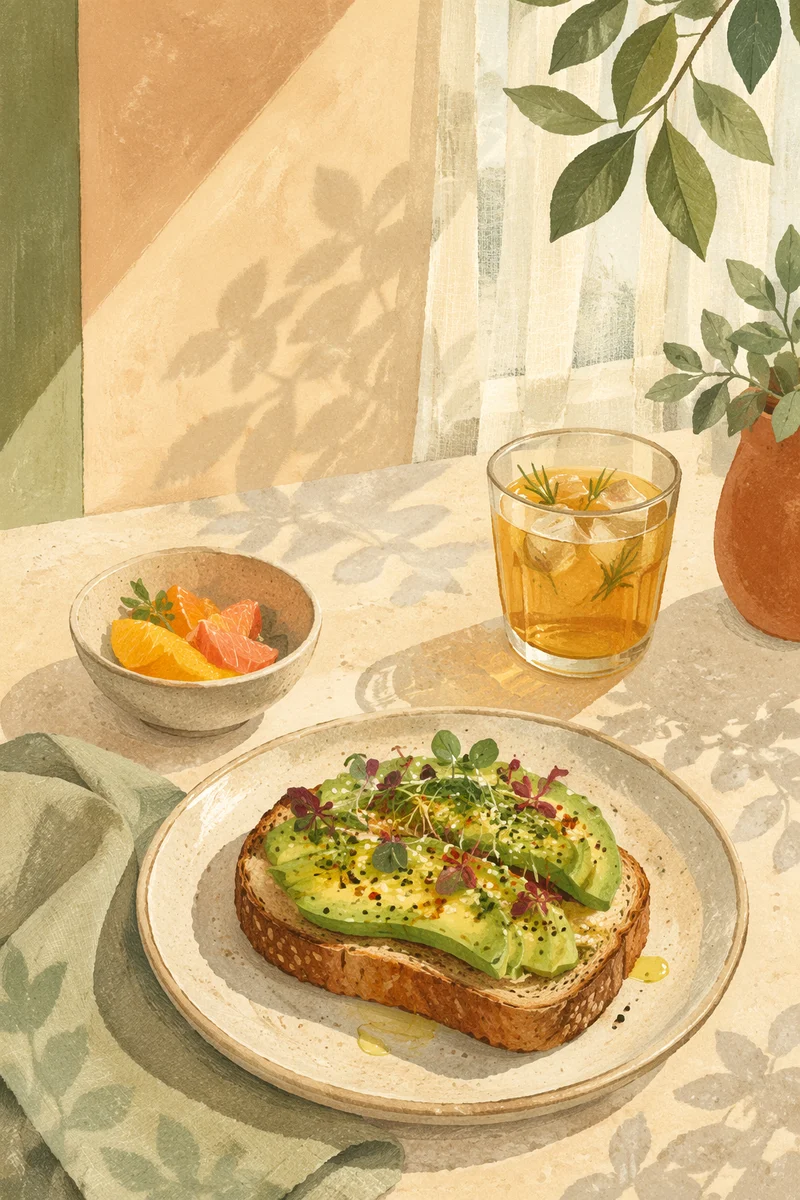 Sunlit Avocado Toast Brunch Table Scene