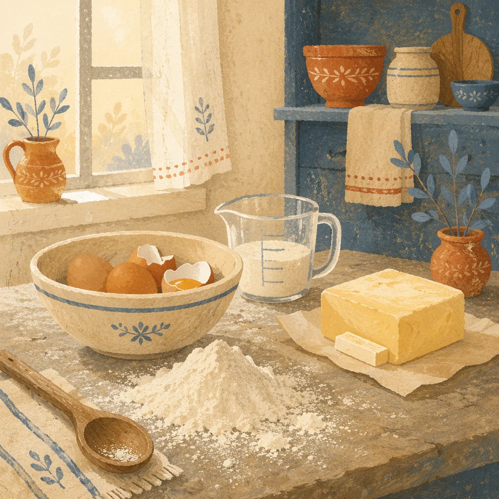 Rustic Baking Ingredients on Stone Counter