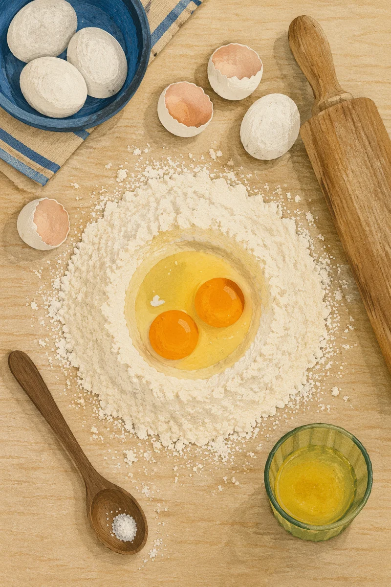 Overhead Baking Ingredients on Wooden Counter
