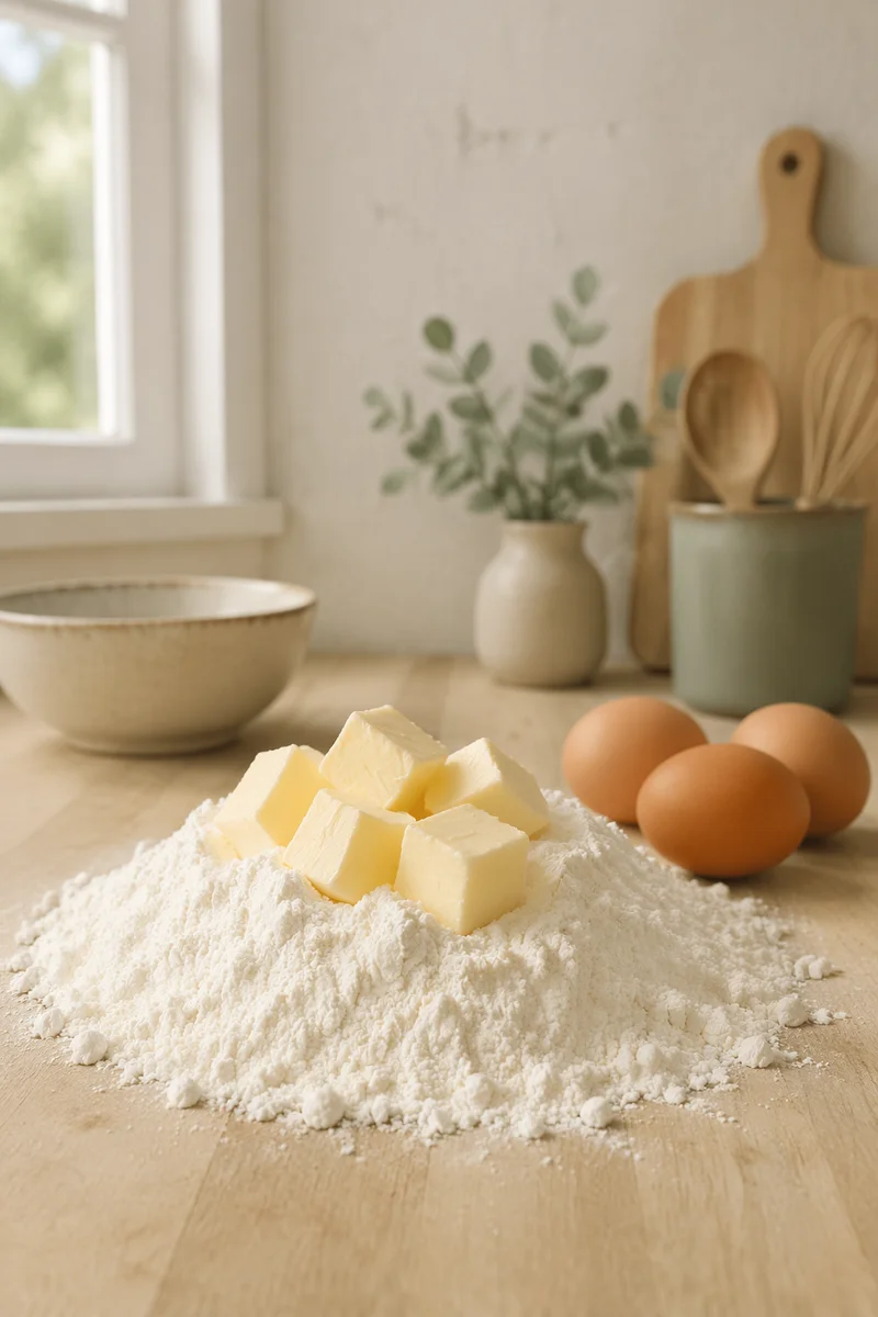 Homemade Baking Ingredients on Wooden Counter