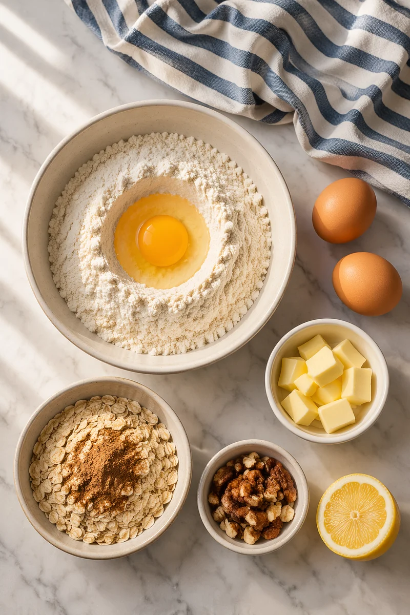 Rustic Baking Ingredients on Marble Counter
