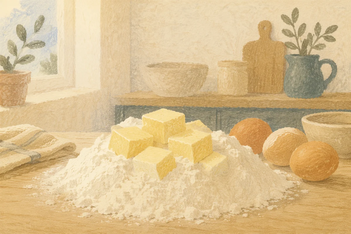 Homemade Baking Ingredients on Wooden Counter