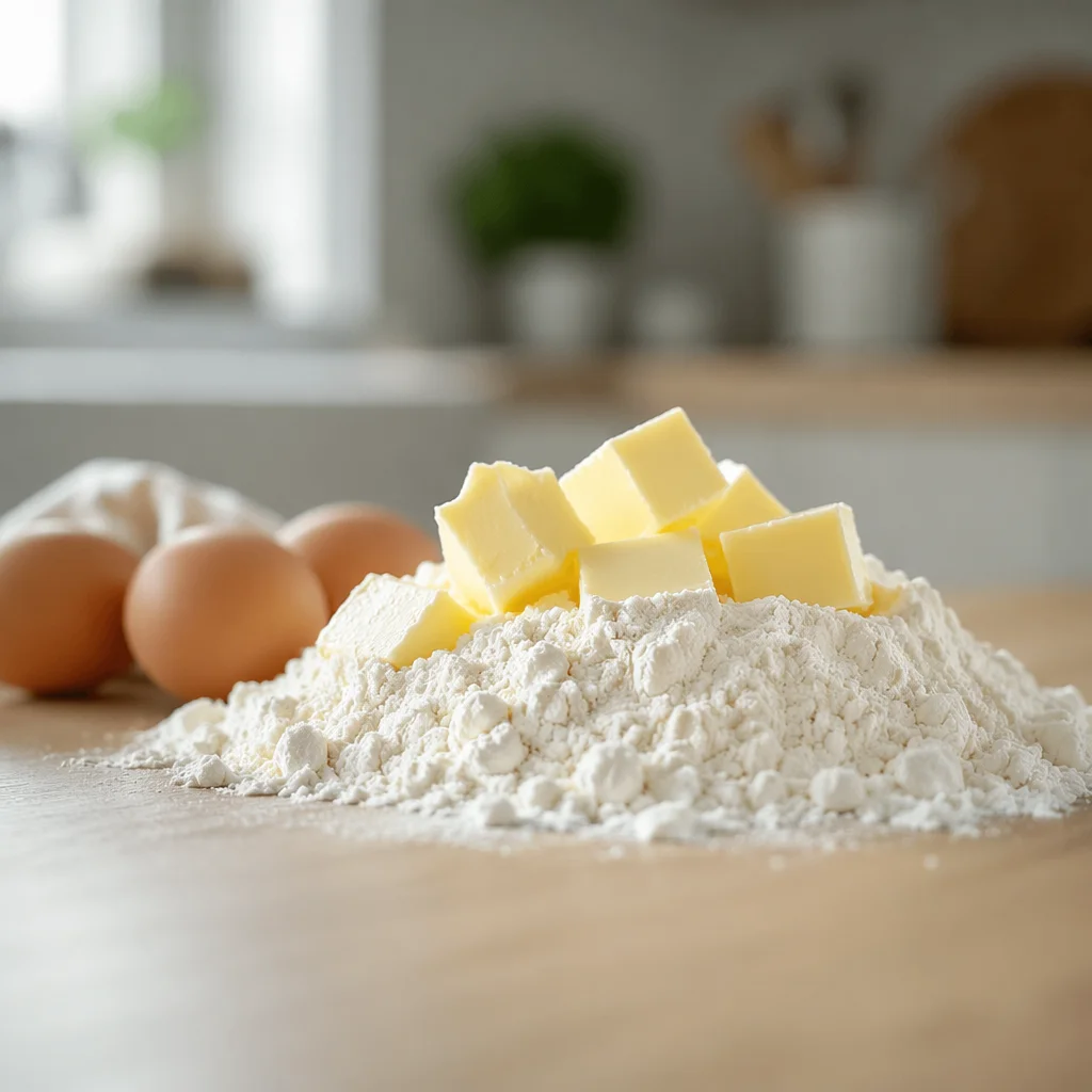 Homemade Baking Ingredients on Wooden Counter