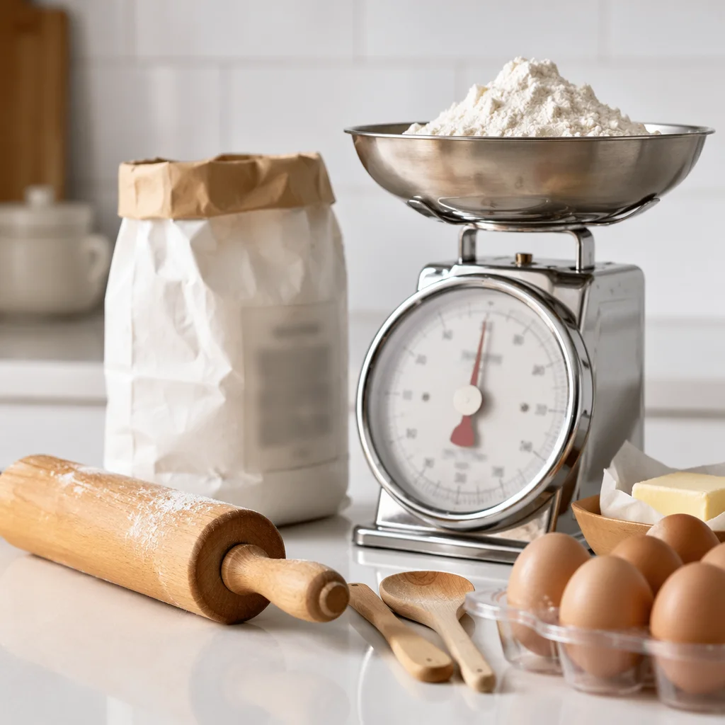 Bright Home Baking Ingredients on Kitchen Counter
