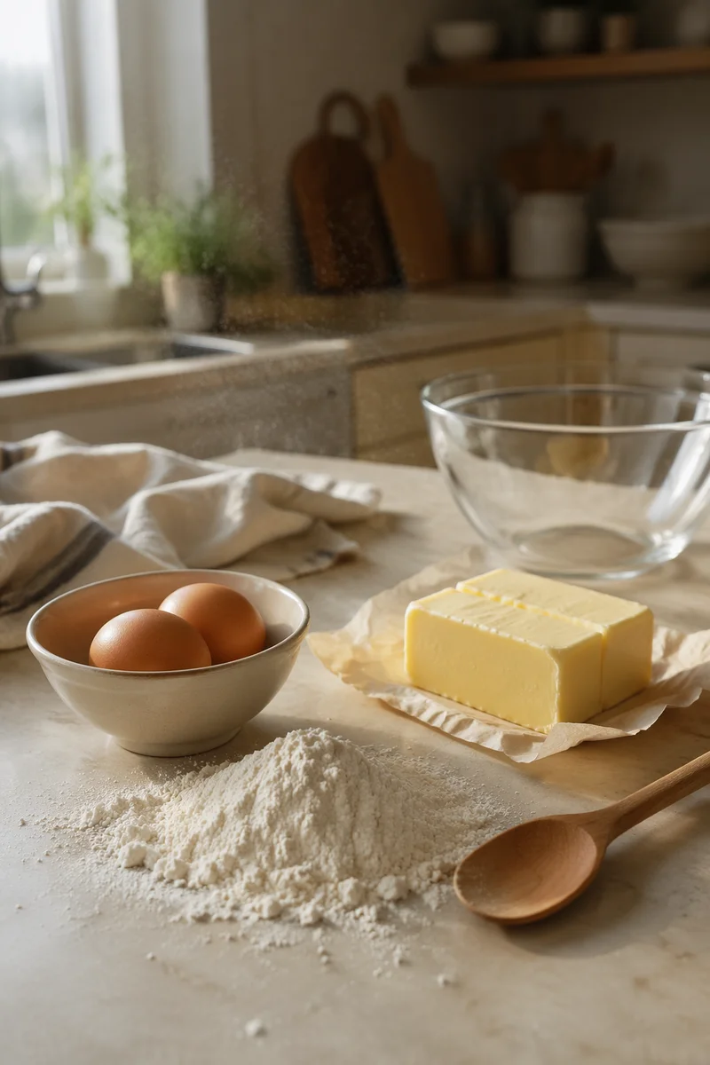 Sunlit Baking Ingredients on Kitchen Counter