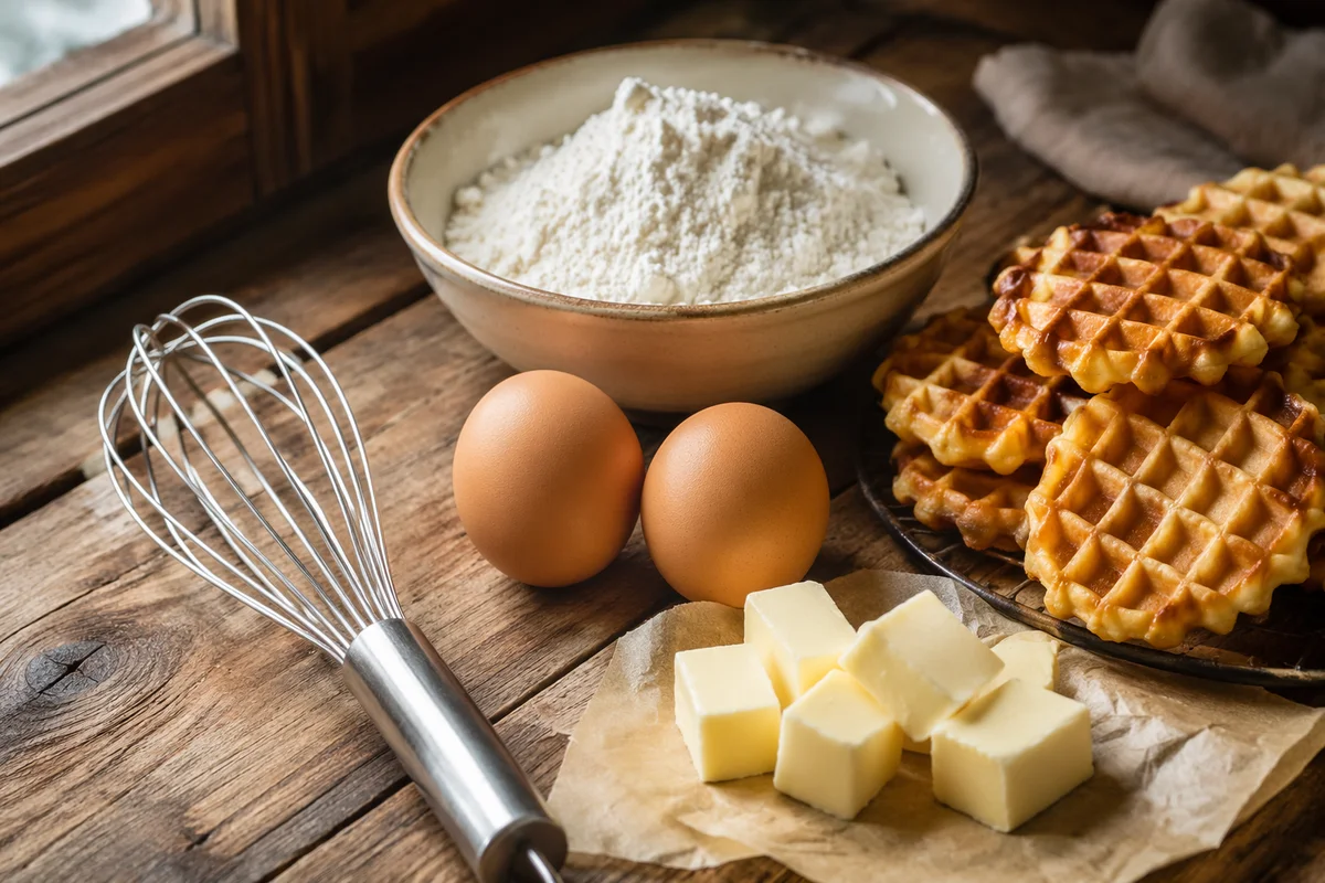 Rustic Baking Ingredients on Wooden Counter