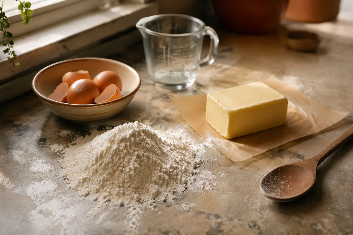 Rustic Baking Ingredients on Stone Counter