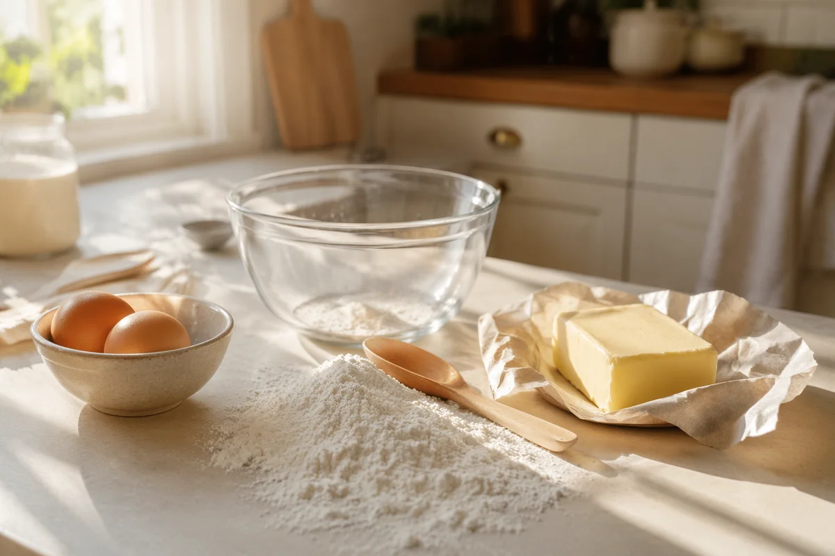 Sunlit Baking Ingredients on Kitchen Counter
