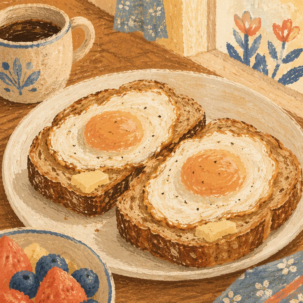 Cozy Overhead Breakfast With Eggs and Toast