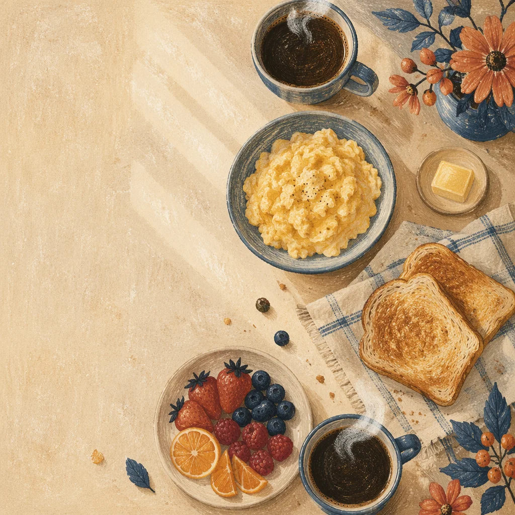 Rustic Overhead Breakfast Table with Coffee