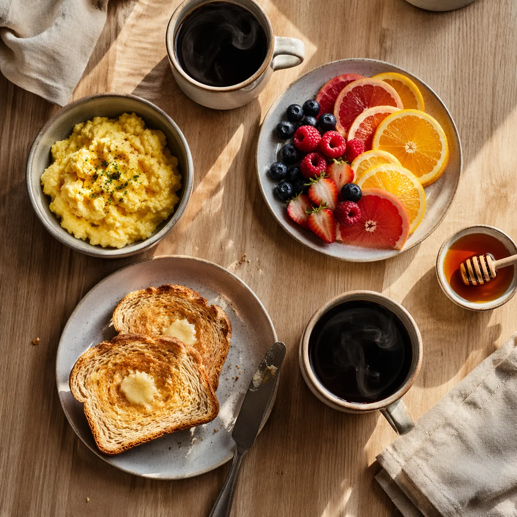 Relaxed Weekend Breakfast Flat Lay Scene