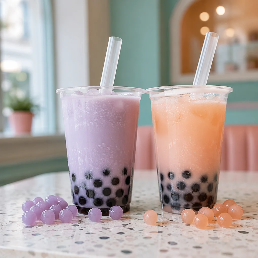 Pastel Bubble Tea Close Up Duo
