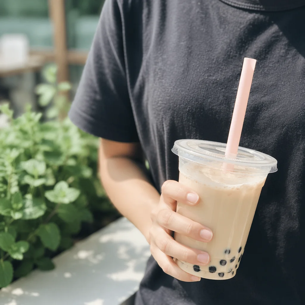 Pastel Bubble Tea Close-Up in Summer Light