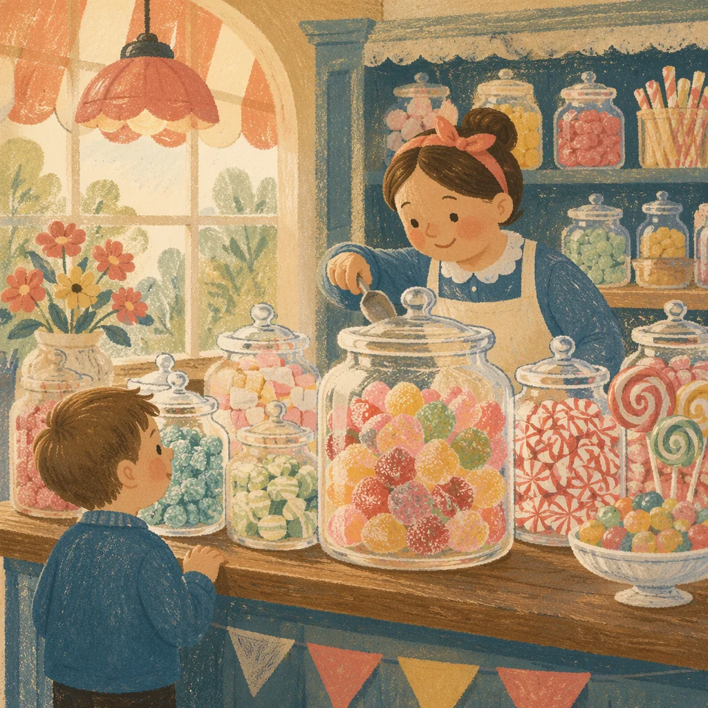 Vintage Candy Shop Jars of Colorful Sweets