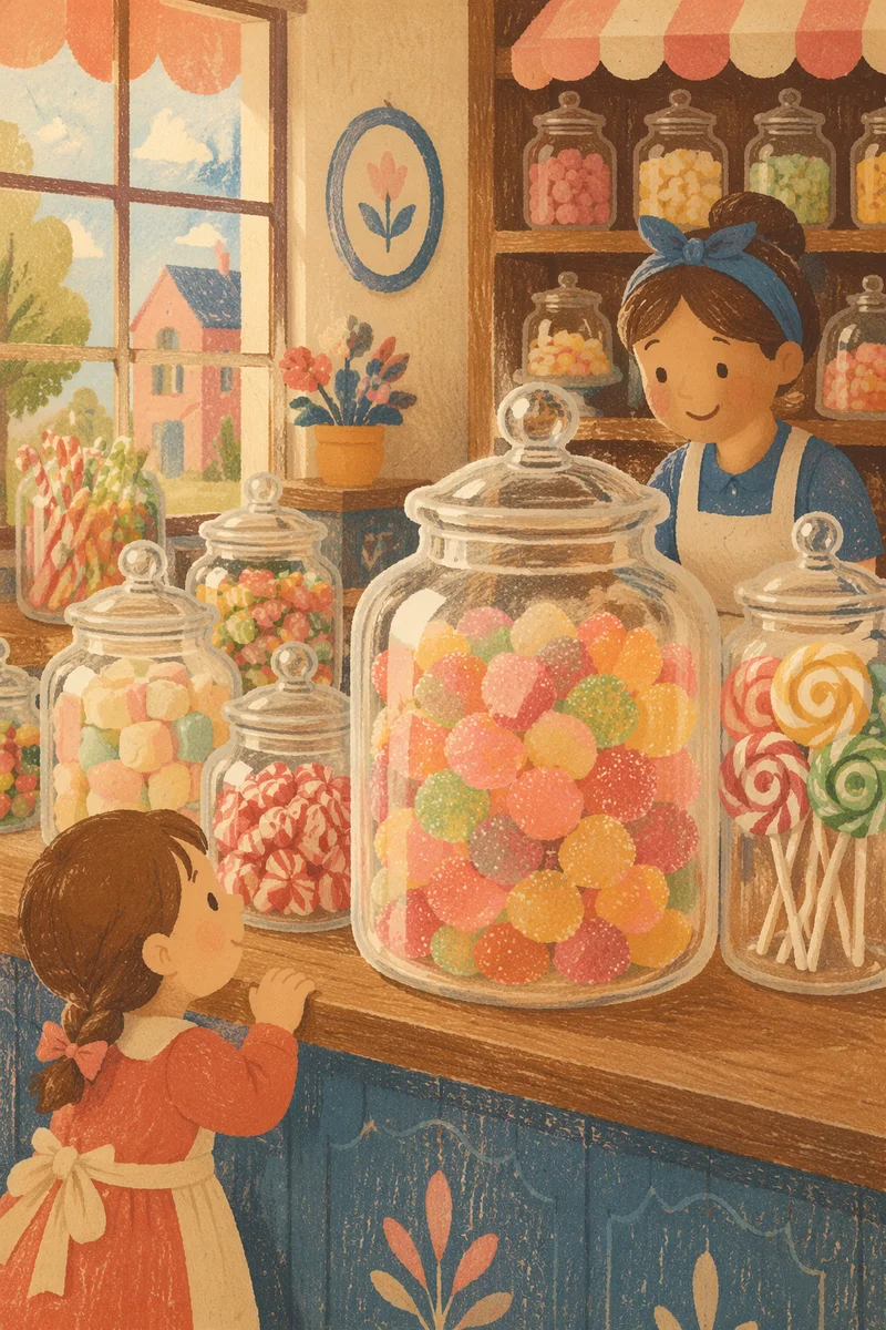 Vintage Candy Shop Jars in Warm Light